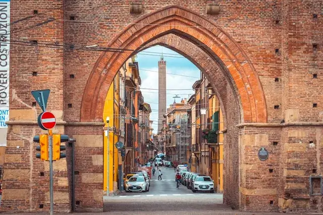 Panoramic view of Bologna's historic porticoes and terracotta rooftops representing the city's vibrant recruitment and talent market